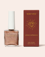 Nail polish bottle, Looks Expensive shade, copper metallic glitter