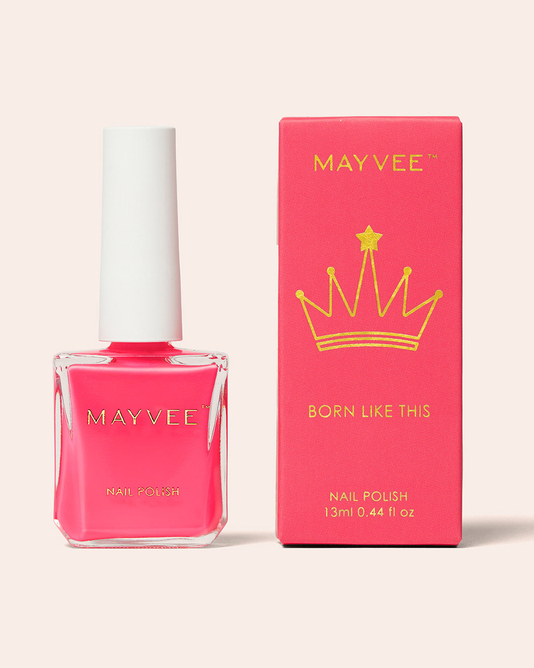 Fuchsia nail polish bottle with box, glossy finish