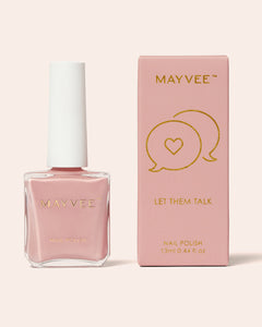 MAYVEE Let Them Talk nail polish bottle with pink shade and box