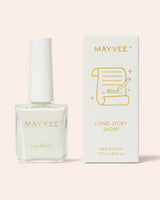 May Vee nail polish "Long Story Short" bottle and box