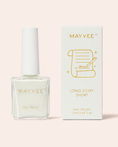 May Vee nail polish "Long Story Short" bottle and box